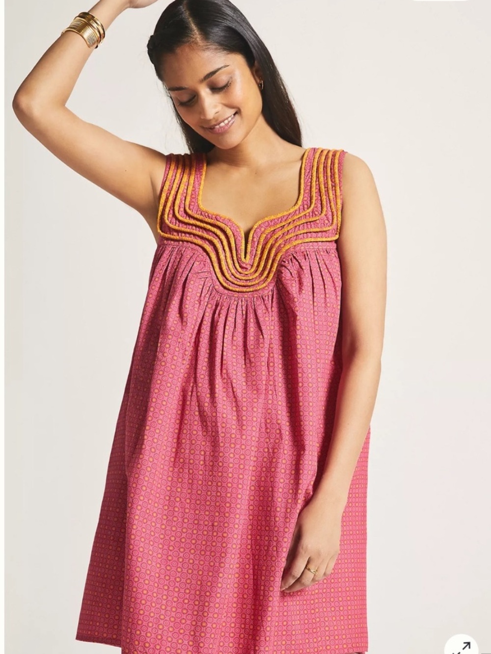 Anthropologie Let Me Be Pink Yellow Floral Cottage Boho Dress Size XL